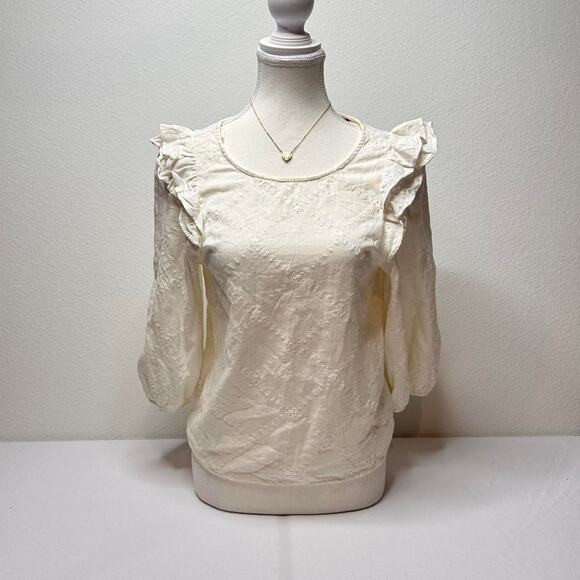 TRF Collection Zara Size Small Beautiful Cottage Core Romantic Cream Blouse - Picture 1 of 7